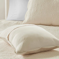 HKM-513043 Reversible Scalloped Edge Quilt Set, Cream, King/Cal King with Matching Shams, Lightweight Microfiber