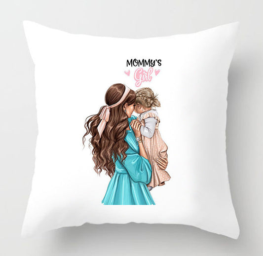 HKM-513107 Mother's Day Peach Skin Pillowcase - 45x45cm Parent-Child Design