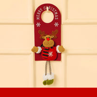 HKM-513171 Cute Christmas Cartoon Door Hanger - Snowman and Elk Design, Felt and Wire Mesh, 43.5 x 14 cm