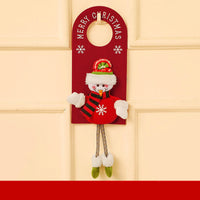 HKM-513171 Cute Christmas Cartoon Door Hanger - Snowman and Elk Design, Felt and Wire Mesh, 43.5 x 14 cm