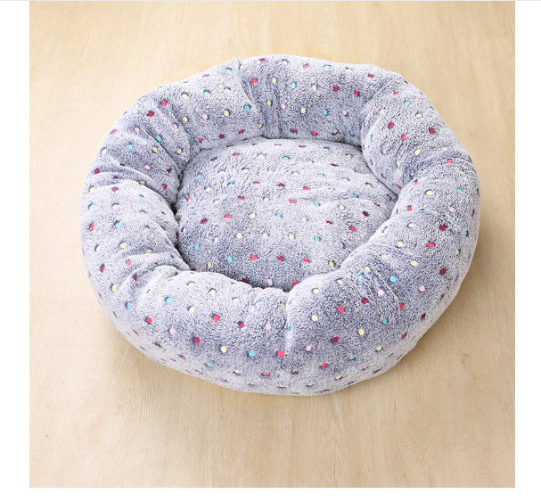 HKM-513427 Pet Litter Thickened Round Plush Cat Litter In Autumn And Winter Warm Litter Mat Supplies