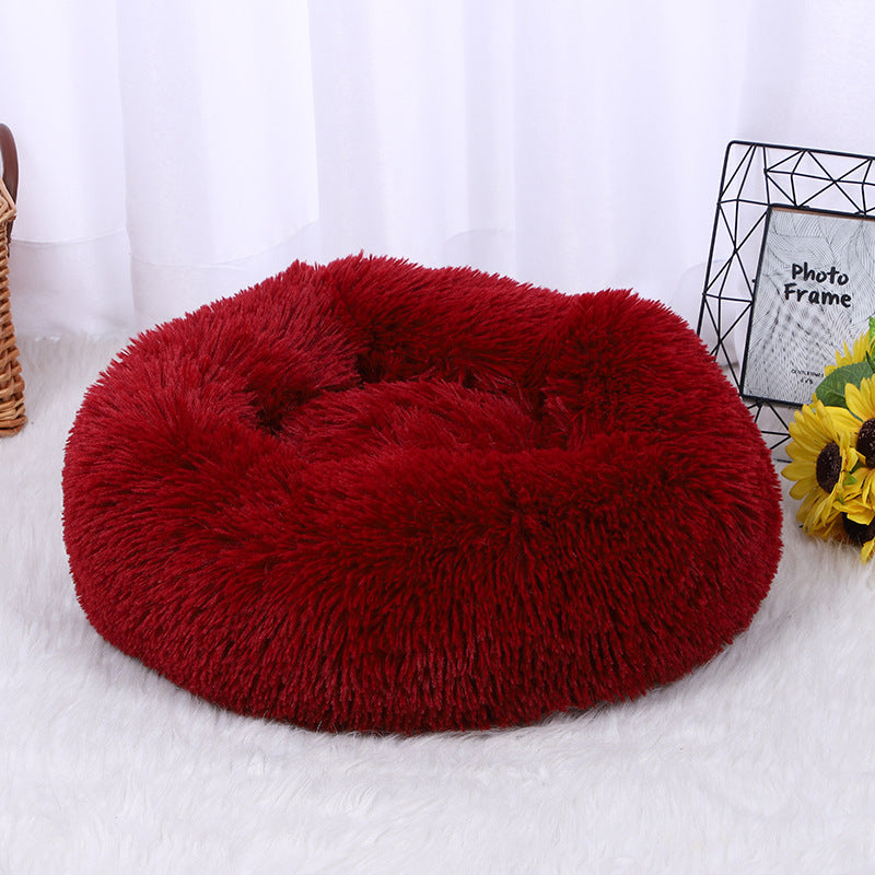 HKM-513427 Pet Litter Thickened Round Plush Cat Litter In Autumn And Winter Warm Litter Mat Supplies