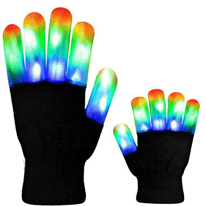 HKM-513491 Rainbow LED Glowing Gloves - Multi-Flash Options for Dance and Performance