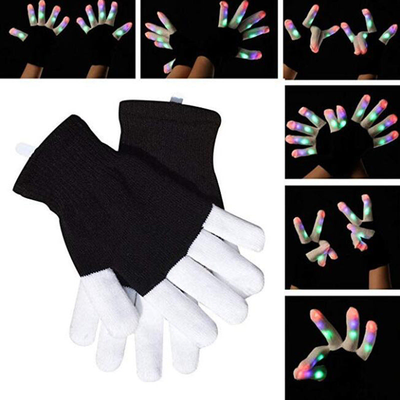 HKM-513491 Rainbow LED Glowing Gloves - Multi-Flash Options for Dance and Performance