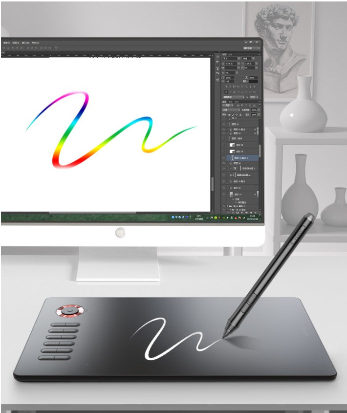 HKM-513555 Digital Drawing Tablet with 8192 Pressure Sensitivity and Seamless Interface, 10x6 Inches