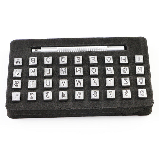 KTX-513555 Leather Steel Stamp Set for English Letters - 37PC, 4mm & 6mm Sizes