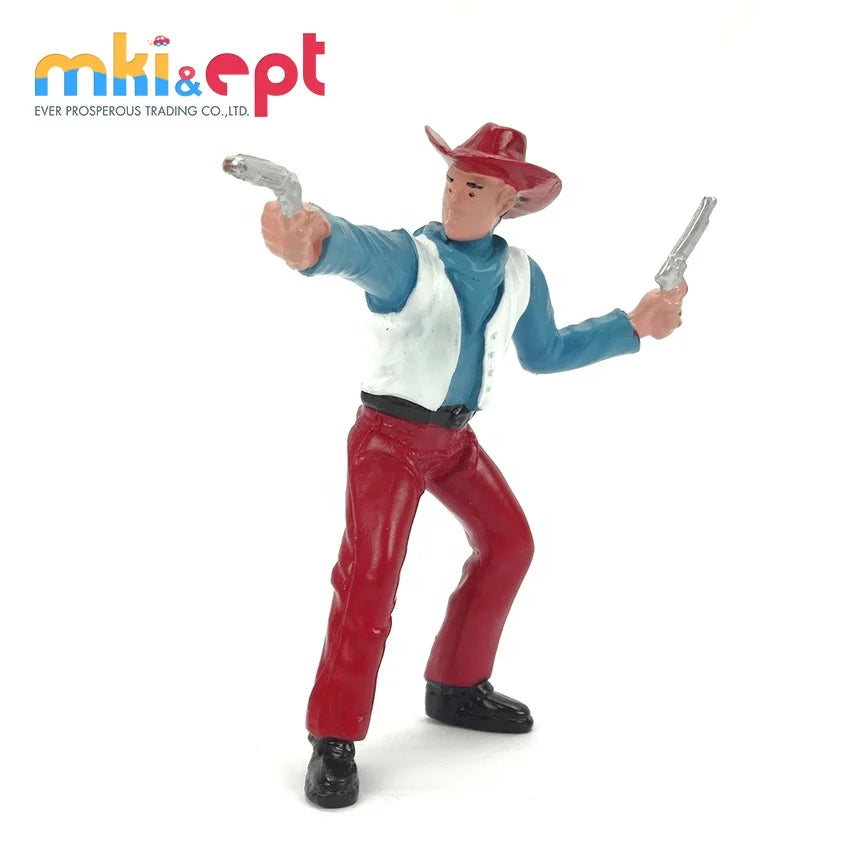 Cowboy Action Figure Playset - Mini Toy Figures with Accessories for Kids 2-7 Years