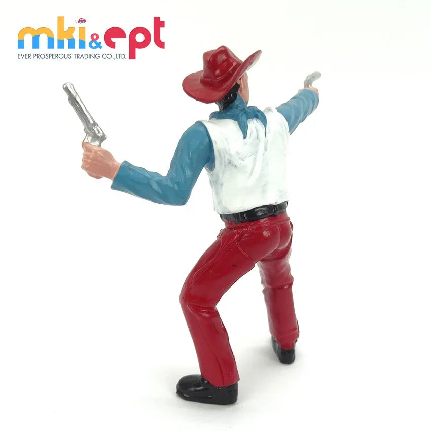Cowboy Action Figure Playset - Mini Toy Figures with Accessories for Kids 2-7 Years