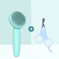 HKM-513811 Cat Hair Cleaning Comb Brush - ABS, PP, TPE, Stainless Steel, 191x77mm