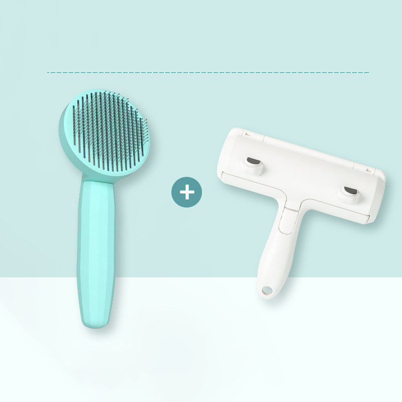 HKM-513811 Cat Hair Cleaning Comb Brush - ABS, PP, TPE, Stainless Steel, 191x77mm
