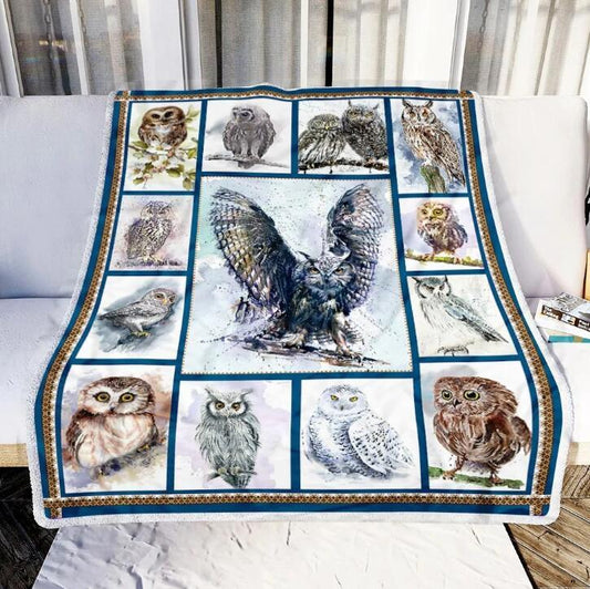 HKM-513875 Cozy Cartoon Owl Flannel Blanket for All Seasons