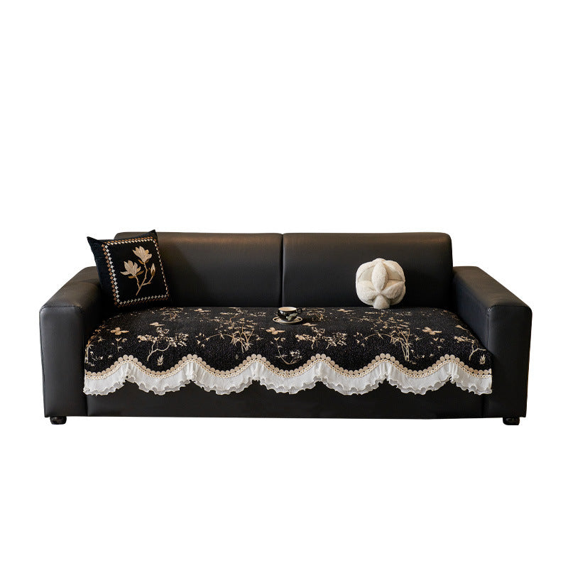 HKM-513939 Universal Non-slip Chenille Sofa Cover with Solid Colors and Pillowcase