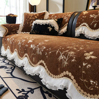 HKM-513939 Universal Non-slip Chenille Sofa Cover with Solid Colors and Pillowcase