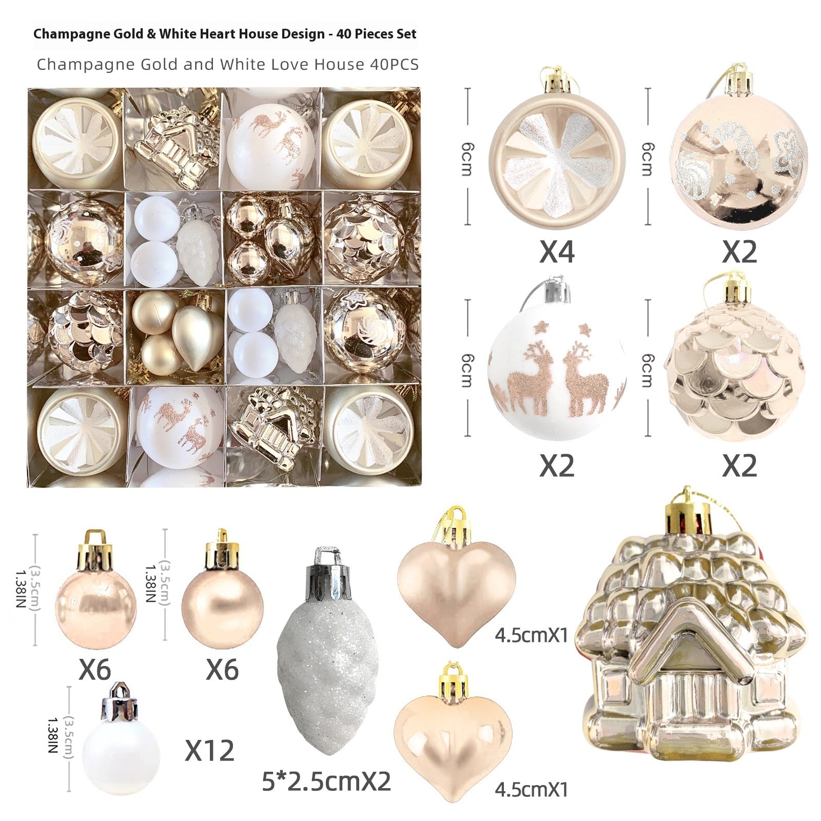 HKM-514003 Elegant Christmas Decoration Pendant - Electroplated Plastic Decorative Ball in Special-shaped Design, European & American Style