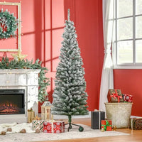 HKM-514323 6ft Snow Flocked Artificial Christmas Tree with Metal Stand for Indoor Holiday Decor