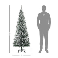HKM-514323 6ft Snow Flocked Artificial Christmas Tree with Metal Stand for Indoor Holiday Decor