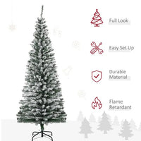 HKM-514323 6ft Snow Flocked Artificial Christmas Tree with Metal Stand for Indoor Holiday Decor