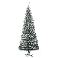 HKM-514323 6ft Snow Flocked Artificial Christmas Tree with Metal Stand for Indoor Holiday Decor