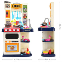 HKM-514707 Kids Kitchen Playset with Plastic Spraying Mist Sink - 65Pcs Pretend Play Food Toys for Ages 2 to 13 Years
