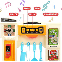 HKM-514707 Kids Kitchen Playset with Plastic Spraying Mist Sink - 65Pcs Pretend Play Food Toys for Ages 2 to 13 Years