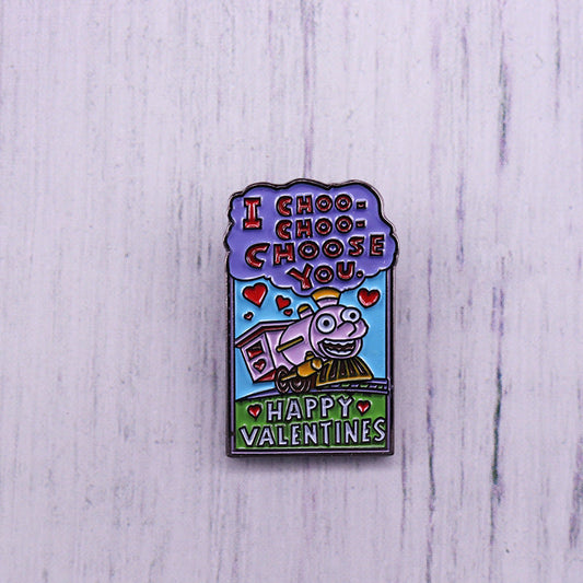 HKM-514707 Pusen I Choose You Valentine's Day Brooch - Black Nickel Copper Badge, Unisex, 30mm