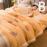 HKM-515027 Double-sided Plus Velvet Lamb Wool Blanket - Warm and Stylish Cartoon Design