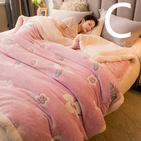HKM-515027 Double-sided Plus Velvet Lamb Wool Blanket - Warm and Stylish Cartoon Design