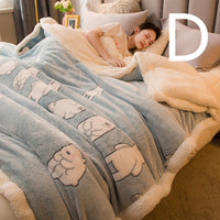 HKM-515027 Double-sided Plus Velvet Lamb Wool Blanket - Warm and Stylish Cartoon Design