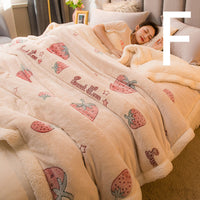 HKM-515027 Double-sided Plus Velvet Lamb Wool Blanket - Warm and Stylish Cartoon Design