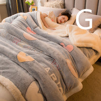 HKM-515027 Double-sided Plus Velvet Lamb Wool Blanket - Warm and Stylish Cartoon Design