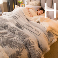 HKM-515027 Double-sided Plus Velvet Lamb Wool Blanket - Warm and Stylish Cartoon Design