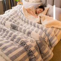 HKM-515027 Double-sided Plus Velvet Lamb Wool Blanket - Warm and Stylish Cartoon Design