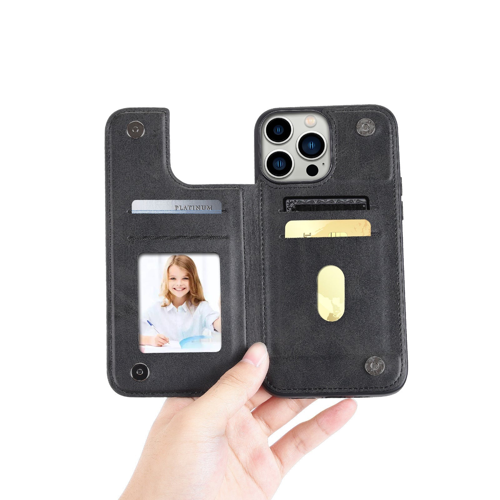 HKM-515283 Magnetic Flip Phone Case for iPhone - Drop-Resistant TPU Leather Cover in Various Colors