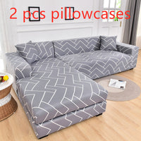 HKM-515347 Geometric Abstract Light Gray Stretch Sofa Cover for Modular Sofas, Fits 90-300cm