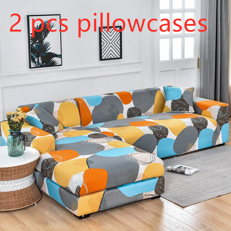 HKM-515347 Geometric Abstract Light Gray Stretch Sofa Cover for Modular Sofas, Fits 90-300cm