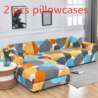 HKM-515347 Geometric Abstract Light Gray Stretch Sofa Cover for Modular Sofas, Fits 90-300cm