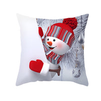 HKM-515411 Christmas Cartoon Snowman Peach Skin Cushion Cover, 45x45cm