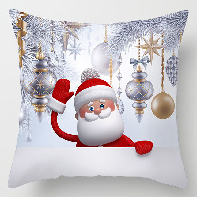 HKM-515411 Christmas Cartoon Snowman Peach Skin Cushion Cover, 45x45cm
