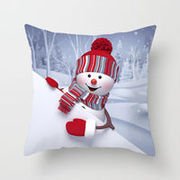 HKM-515411 Christmas Cartoon Snowman Peach Skin Cushion Cover, 45x45cm