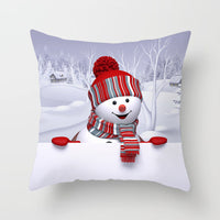 HKM-515411 Christmas Cartoon Snowman Peach Skin Cushion Cover, 45x45cm