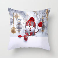 HKM-515411 Christmas Cartoon Snowman Peach Skin Cushion Cover, 45x45cm