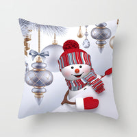 HKM-515411 Christmas Cartoon Snowman Peach Skin Cushion Cover, 45x45cm