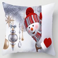 HKM-515411 Christmas Cartoon Snowman Peach Skin Cushion Cover, 45x45cm