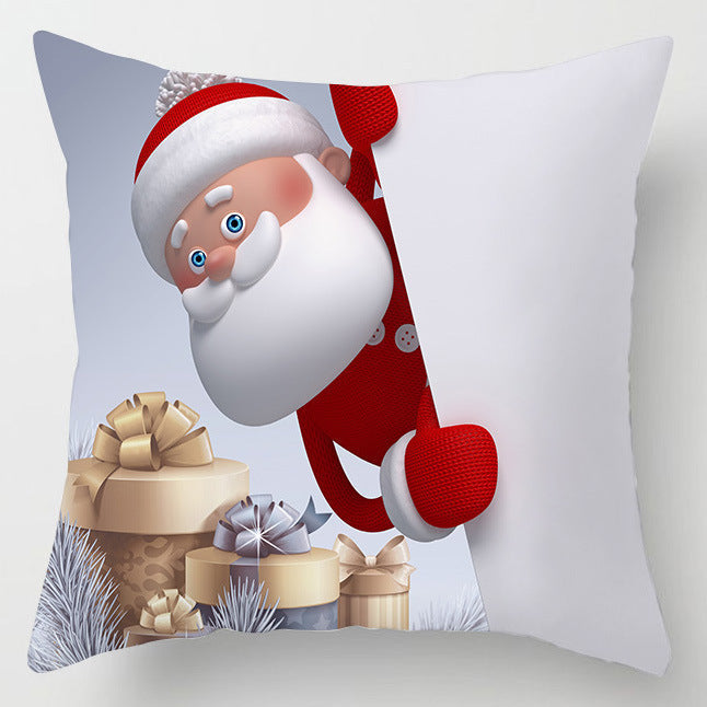 HKM-515411 Christmas Cartoon Snowman Peach Skin Cushion Cover, 45x45cm