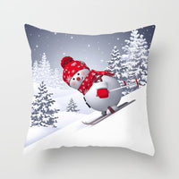 HKM-515411 Christmas Cartoon Snowman Peach Skin Cushion Cover, 45x45cm