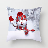 HKM-515411 Christmas Cartoon Snowman Peach Skin Cushion Cover, 45x45cm