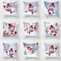 HKM-515411 Christmas Cartoon Snowman Peach Skin Cushion Cover, 45x45cm