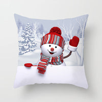 HKM-515411 Christmas Cartoon Snowman Peach Skin Cushion Cover, 45x45cm