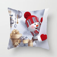 HKM-515411 Christmas Cartoon Snowman Peach Skin Cushion Cover, 45x45cm