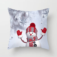 HKM-515411 Christmas Cartoon Snowman Peach Skin Cushion Cover, 45x45cm